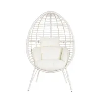 fauteuil de jardin pegane fauteuil de jardin en rotin synthétique et métal avec coussins coloris blanc - longueur 90 x profondeur 65 x hauteur 151 cm --