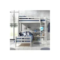 lit mezzanine altobuy sleepy - lit mezzanine 90x200cm blanc avec lit 90x200cm et etagère -