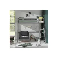 lit mezzanine altobuy sleepy - lit mezzanine gris 90x200cm avec fauteuil -