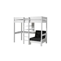 lit mezzanine altobuy sleepy - lit mezzanine blanc 90x200cm echelle centrale bureau et fauteuil -