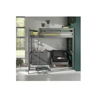 lit mezzanine altobuy sleepy - lit mezzanine gris 140x200cm avec fauteuil et rangement -