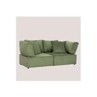 canapé droit sklum canapé modulable 2 pièces avec 2 fauteuils d'angle en velours côtelé kata vert militaire 75 cm
