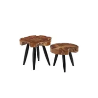 table de jardin bigbuy table d'appoint naturel noir bois de teck 50 x 50 x 40 cm