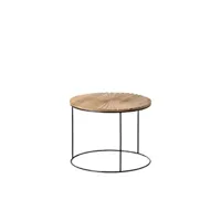 table de jardin bigbuy table d'appoint 53 x 53 x 42 cm naturel noir métal bois