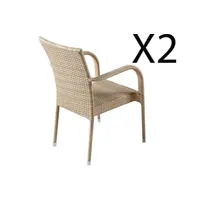 fauteuil de jardin pegane lot de 2 fauteuils de jardin en rotin coloris naturel - longueur 58 x profondeur 60 x hauteur 91 cm - -