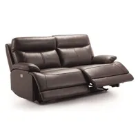 canapé de 3 places (2 relax électriques) en cuir/pvc couleur marron - longueur 194 x profondeur 97 x hauteur 99 cm - -