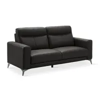 canapé de 3 places fixes en cuir/pvc couleur noir - longueur 207 x profondeur 87 x hauteur 99 cm - -