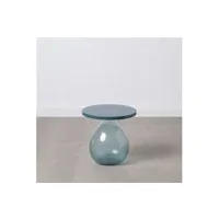 table de jardin bigbuy table d'appoint 40 x 40 x 39,7 cm verre bleu métal