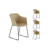 chaise de jardin idimex lot de 4 chaises de jardin foro en plastique beige
