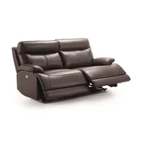 ensemble canapé de 3 places (2 relax électriques) + canapé de 2 places fixes en cuir/pvc couleur marron - -
