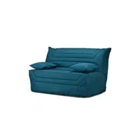 bz meubletmoi banquette lit bz 140x190 cm en tissu bleu et matelas 12 cm - cyriac