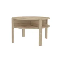 table d'appoint meubletmoi table d'appoint ronde d. 74 cm 4 rangements décor bois clair - rozaly