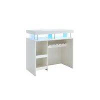 table haute vente-unique.com meuble de bar avec leds en mdf blanc laqué - fabio ii