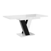 table à manger habitat et jardin table repas extensible masiv - 120/160 x 80 x 75 cm - blanc brillant/noir brillant