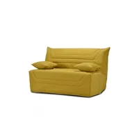 bz meubletmoi banquette lit bz 140x190 cm en tissu jaune et matelas 12 cm - cyriac