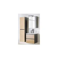ensemble meuble vasque + armoire miroir + grande armoire - 60 cm - monako grey oak