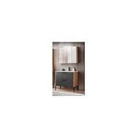 ensemble meuble vasque + armoire miroir - 80 cm - madera grey