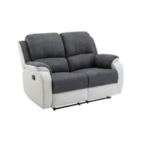 canapé droit vente-unique canapé 2 places relax en microfibre et simili gris et blanc brody