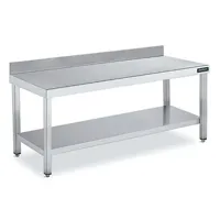 table adossée en inox avec 1 étagère profondeur 700 mm fm167060