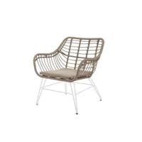 chaise de jardin ariki 65 x 62 x 76 cm rotin synthétique acier blanc