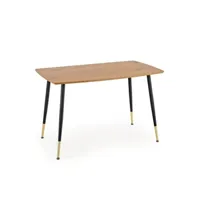 table à manger mso table de salle à manger avec plateau aspect chêne et pieds en acier noir et doré nala