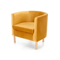 fauteuil de salon generique fauteuil lounge en velours jaune avec pieds en bois massif kelen