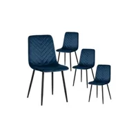 chaise altobuy fency - lot de 4 chaises bleu nuit surpiqures triangle -