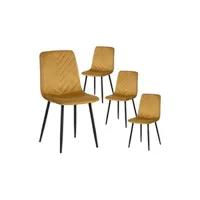 chaise altobuy fency - lot de 4 chaises jaunes surpiqures triangle -