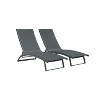 chaise longue - transat vente-unique.com lot de 2 bains de soleil multipositions en aluminium et textilène - anthracite - saranda de mylia