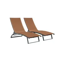 chaise longue - transat vente-unique.com lot de 2 bains de soleil multipositions en aluminium et textilène - terracotta - saranda de mylia