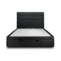 lit coffre 180x200cm avec tête de lit lignes bouclette noir - hauteur totale : 39cm