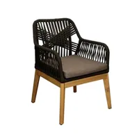 fauteuil de jardin proloisirs fauteuil de jardin dahlia en bois d'acacia fsc - rope noir
