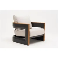 fauteuil de jardin proloisirs fauteuil de jardin cognac en aluminium/teck fsc avec coussins - graphite/naturel