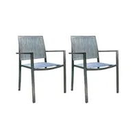 lot de 2 fauteuils de jardin empilable santorin en aluminium et textilène aspect teck gris