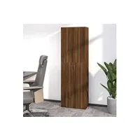 armoire de bureau chêne marron 60x32x190 cm bois d'ingénierie