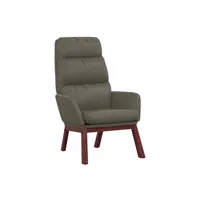 fauteuil de jardin vidaxl chaise de relaxation gris cuir véritable