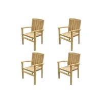 fauteuil de jardin teck'line lot de 4 fauteuils empilables audia en teck premium
