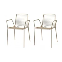 chaise de jardin scab design chaise lot de 2 fauteuils acier summer taupe