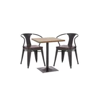 table haute mendler set table de bistrot et 2x chaise hwc-h10d noir-marron table marron clair
