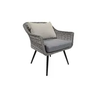 fauteuil de salon meubletmoi fauteuil de jardin en aluminium et tressage gris - tesa