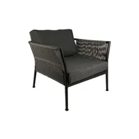 fauteuil de salon meubletmoi fauteuil de jardin en aluminium et cordage gris anthracite - kola 3709