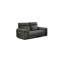 fauteuil de relaxation meubletmoi canapé relaxation 2.5 places motorisé en tissu gris anthracite - clara