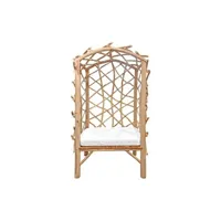fauteuil de salon meubletmoi fauteuil de jardin cocon en bois de teck avec coussin blanc - palapa
