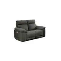 fauteuil de relaxation meubletmoi canapé relaxation 2 places motorisé en tissu gris anthracite - clara