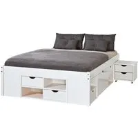 lit en bois avec espaces de rangement mobiles blanc 140x190 kolo