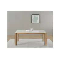 table de repas en bois chêne clair avec plateau en verre et 1 allonge bois oklahoma