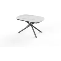 table de repas plateau ovale et pieds en métal noir  briga blanc