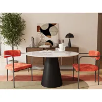 chaise de salle à manger tapissée avec accoudoirs en velours barbara ocre