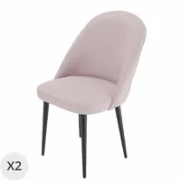 lot de 2 chaises en velours et en métal noir nina rose