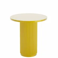 table d'appoint ronde cannelée en bois pivoine jaune